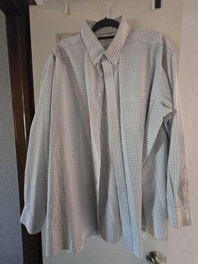 Classic Light Blue & White Check Men’s Dress Shirt